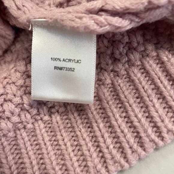 It's Our Time Cable Knit Sweater Criss Cross Neck Long Sleeve Pink Size Large - Picture 9 of 9